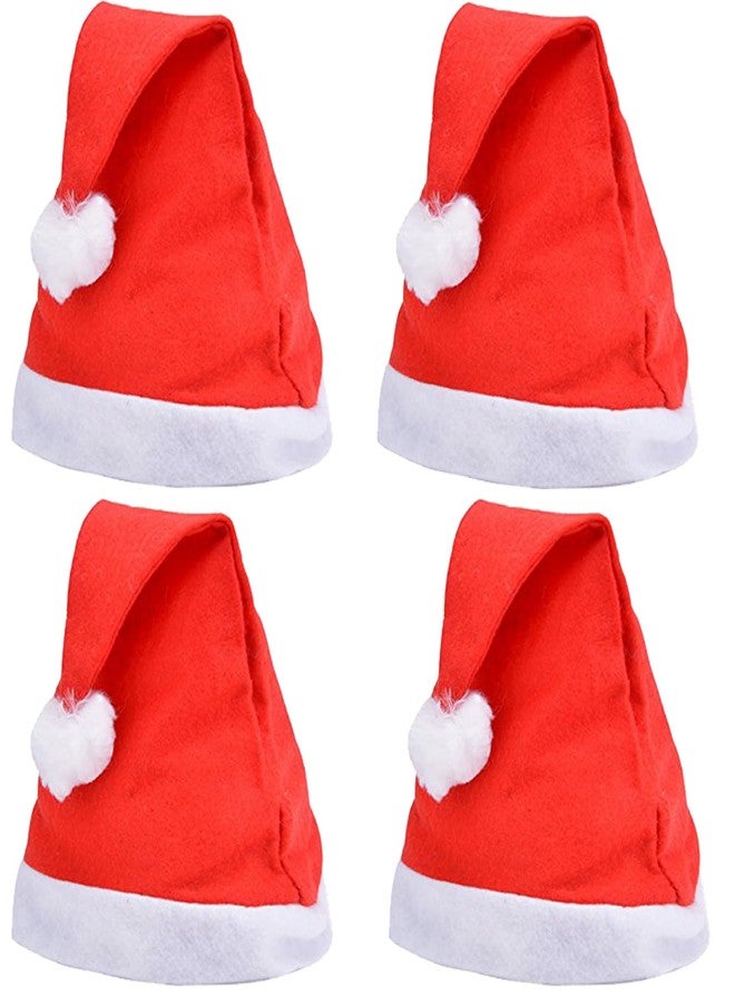 Sesonby (Set Of 4 Christmas Caps Santa Cap X-Mass Caps Santa Claus Hats, Merry Party Cap, Hat for Xmas Party Santa Hat Red and White for Santa Claus Costume - Image 1
